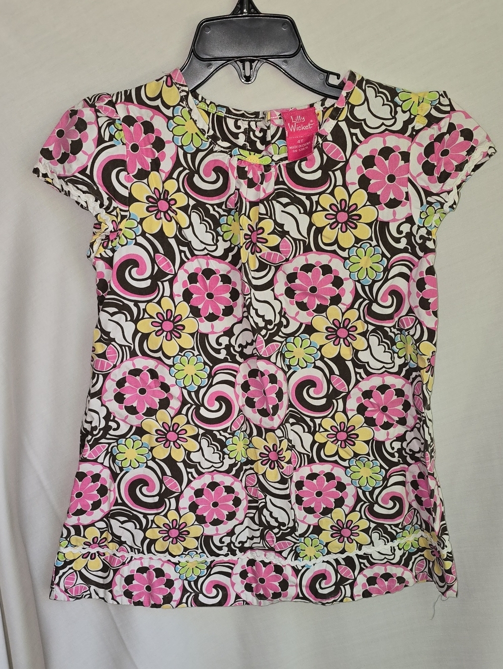 Lilly Wicket Girls' Pink Floral Short-Sleeve Tunic